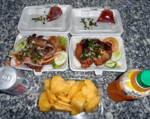 best street food Vietnam - BBQ and fruit