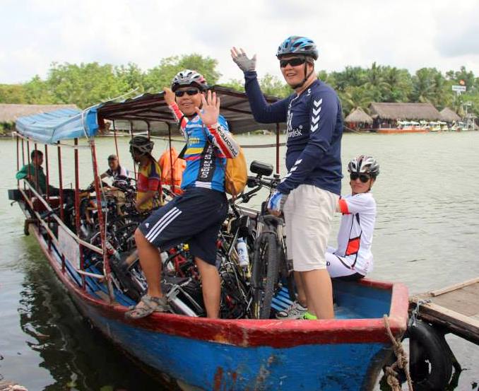 Vietnam Bicycle Tours - Catching a ferry